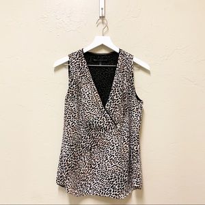 WHBM Cheetah V Neck Sleeveless Blouse sz 4